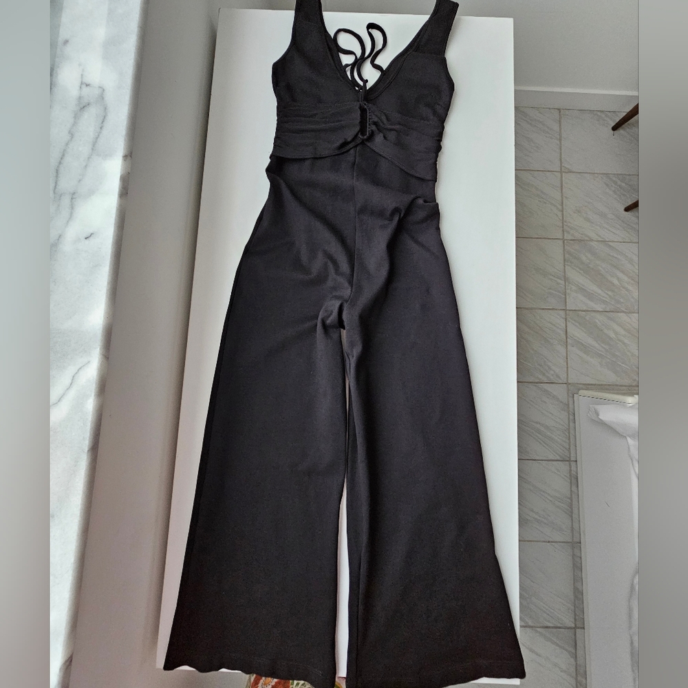 Cushnie Et Ochs × Carbone 38 Black Wide Leg Wrapped Waist Cut Out Jumpsuit - Picture 4 of 15